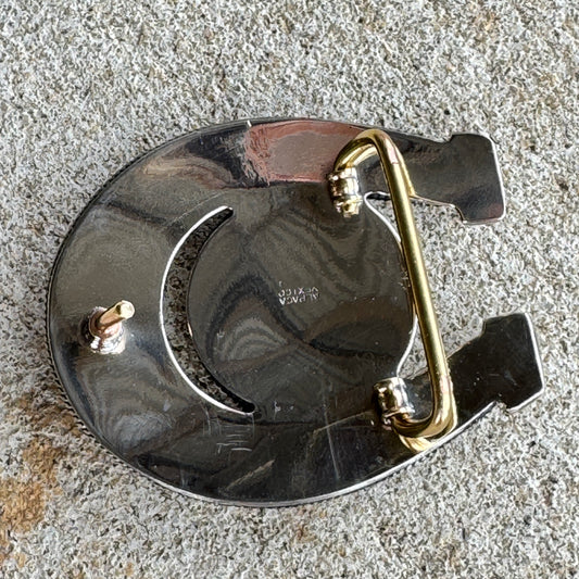 Silver Black Stone Horseshoe Buckle
