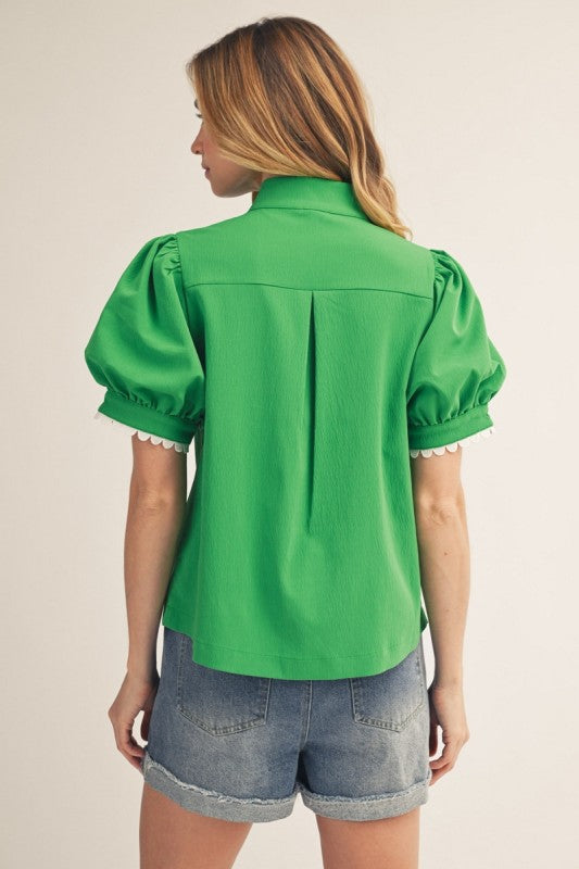 Kelly Green Scallop Trim Top