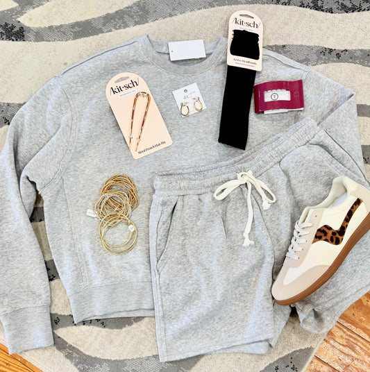 Heather Grey Raw Hem Shorts