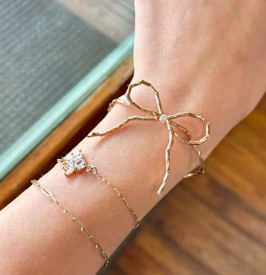 Gold Bow Stretch Bracelet