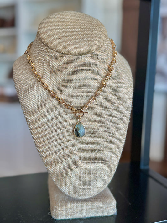 Jade Gold Chain Toggle Necklace
