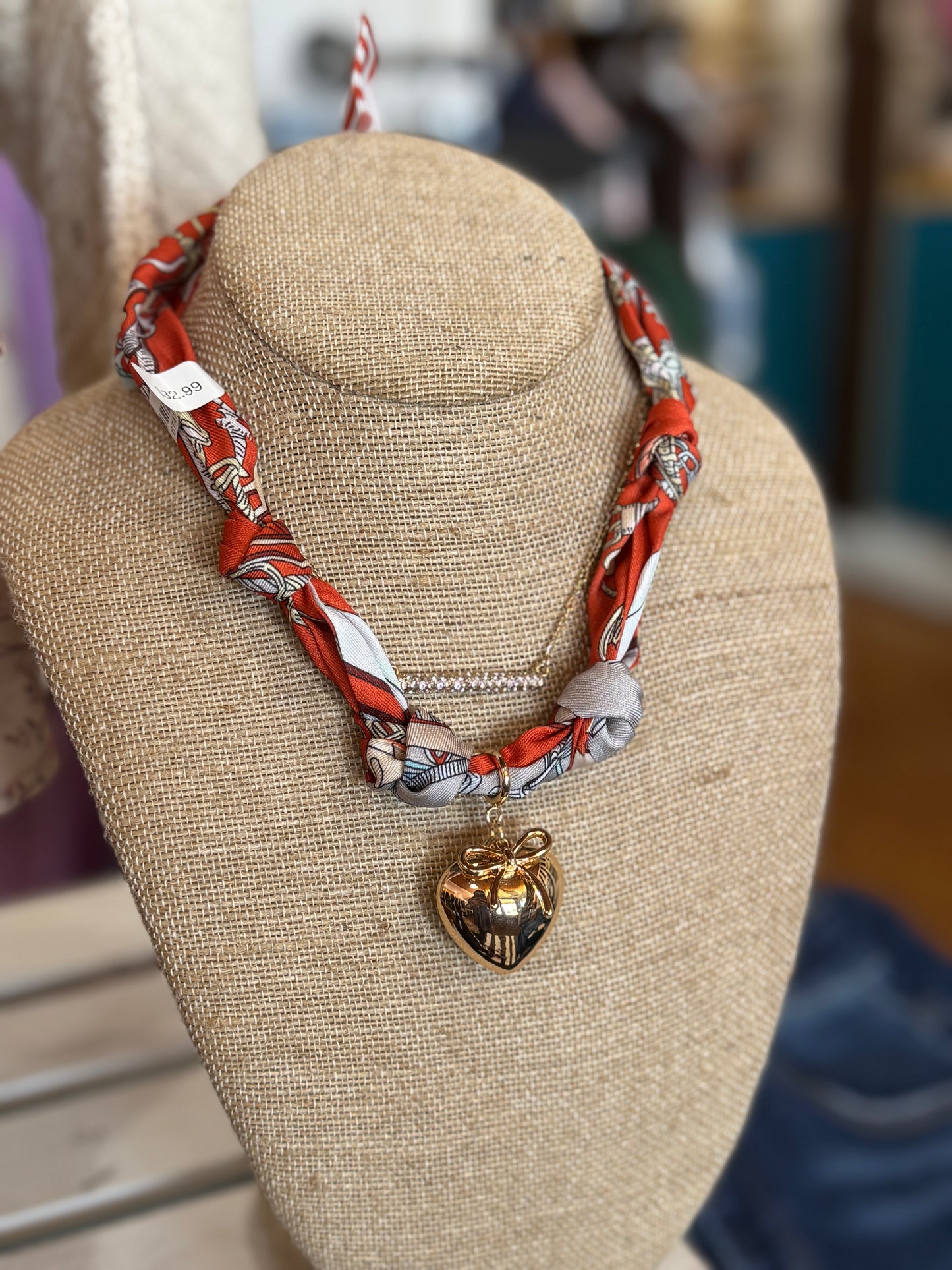 Burnt Orange Twilly Charm Necklace