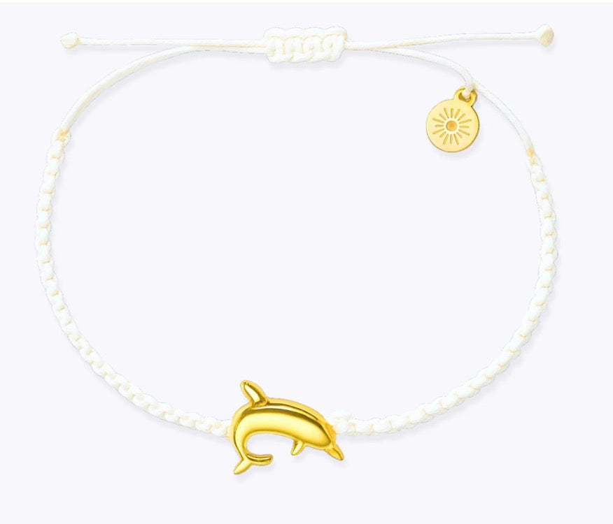 Gold and White Dolphin Bracelet