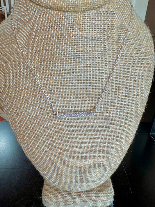 Silver Rhinestone Bar Necklace