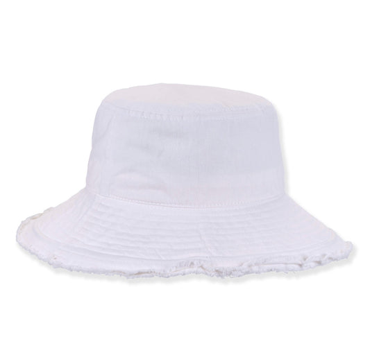 White Fringe Bucket Hat