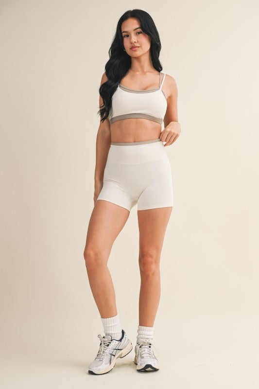 Cream Contrast Sports Bra PREORDER