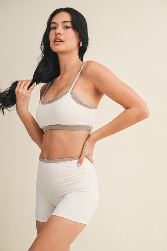 Cream Contrast Sports Bra PREORDER