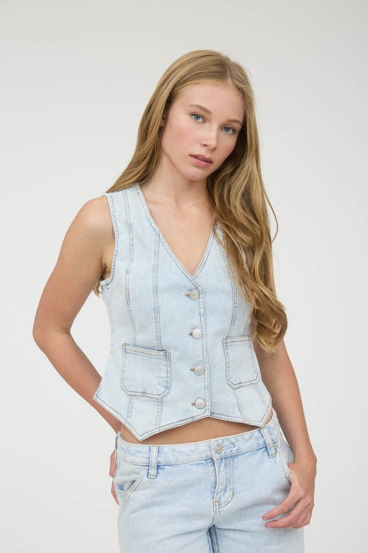 Light Wash Denim Vest