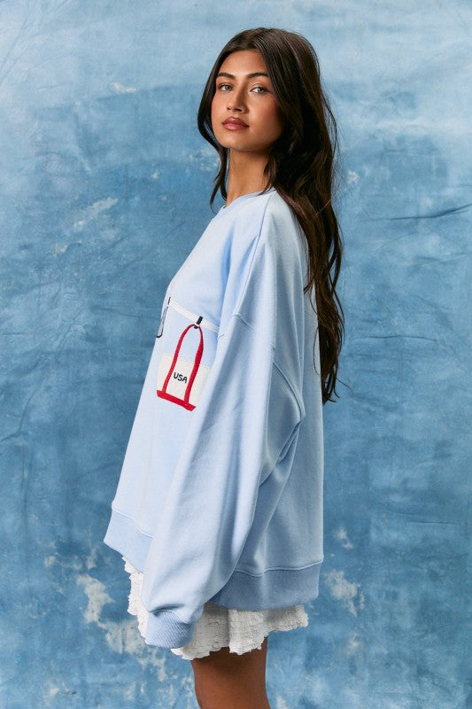 USA Summer Embroidered Sweatshirt