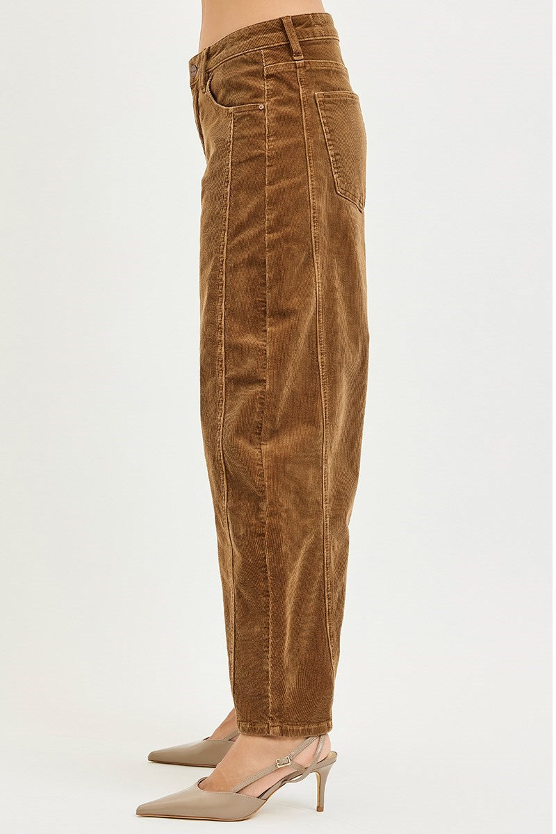 Teddy Bear Corduroy Barrel Mid Rise Pant