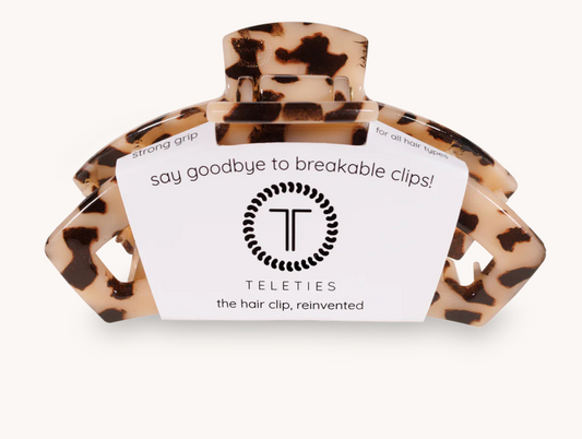 Teleties Open Blonde Tortoise Med Claw Clip