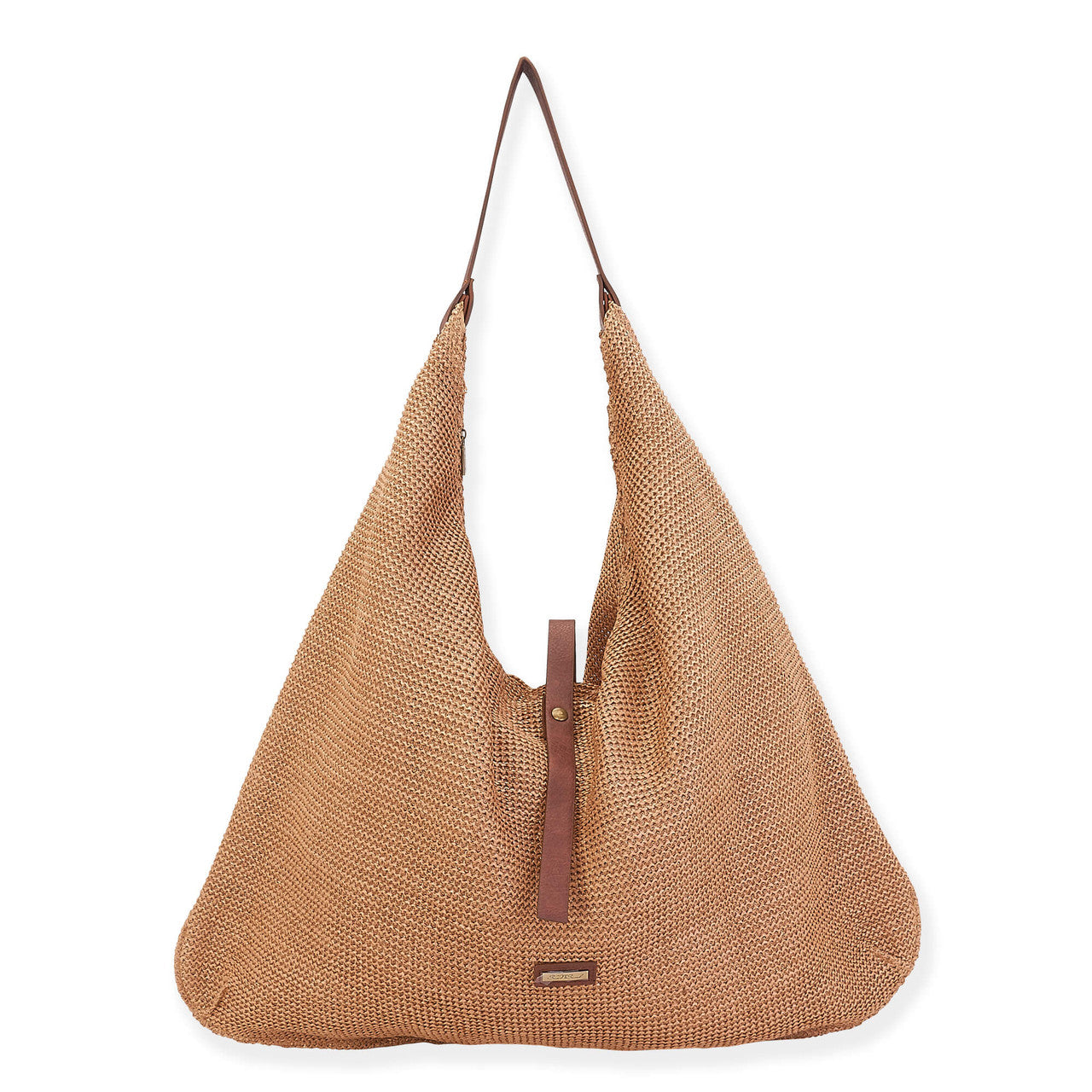 Tan Straw Hobo Bag