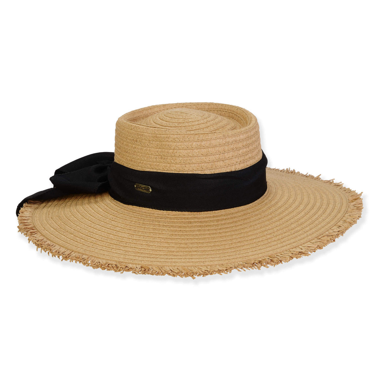 Tan 5" Straw Hat Black Bow