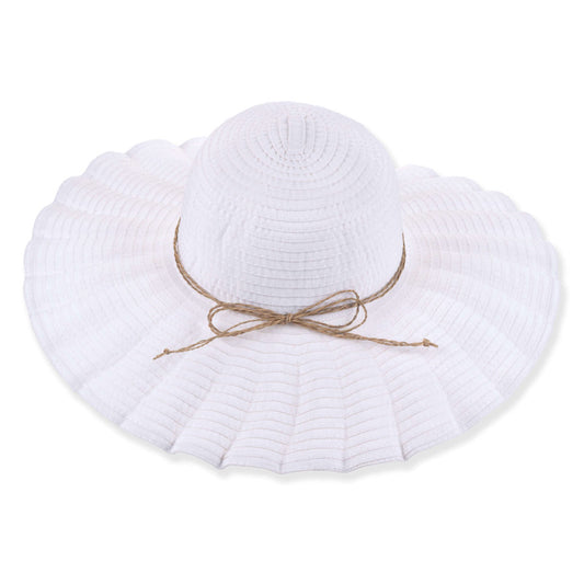 White Pleated Floppy Hat
