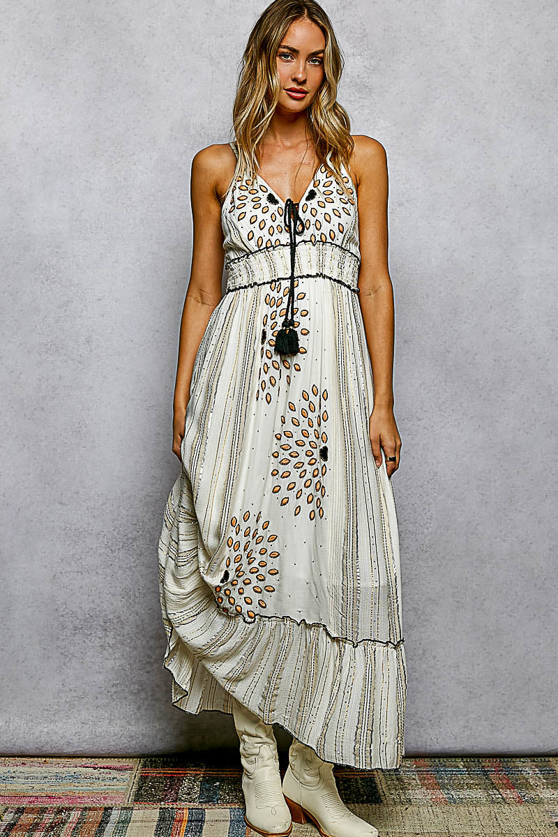 Ivory Metallics Midi Dress