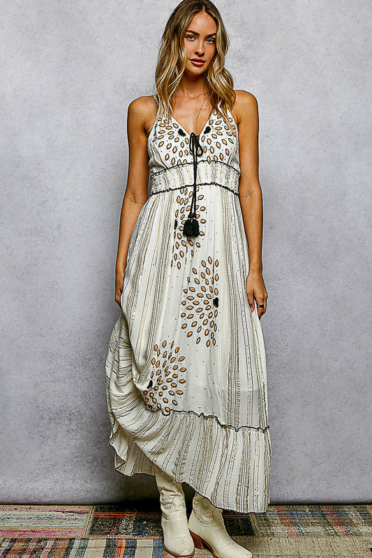 Ivory Metallics Midi Dress