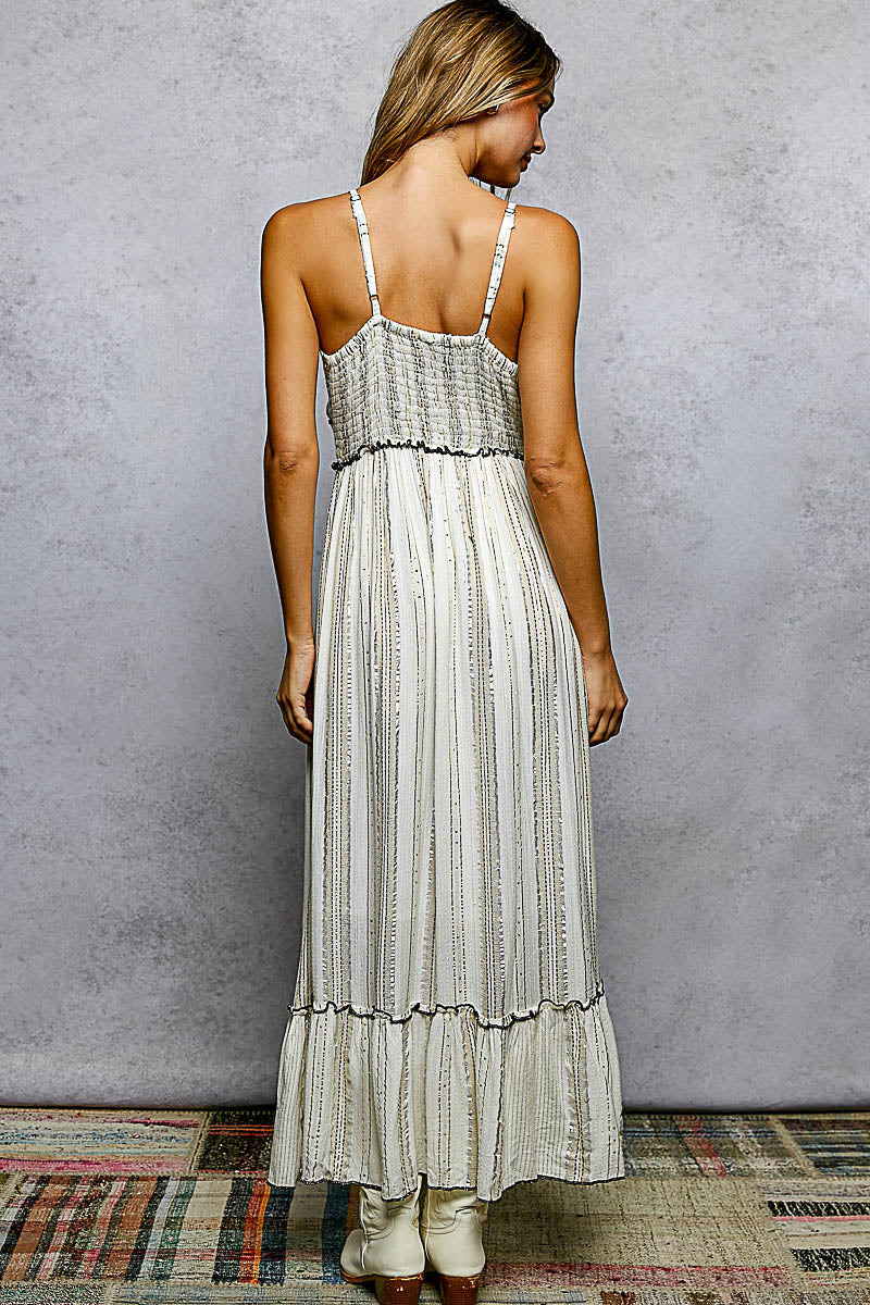 Ivory Metallics Midi Dress