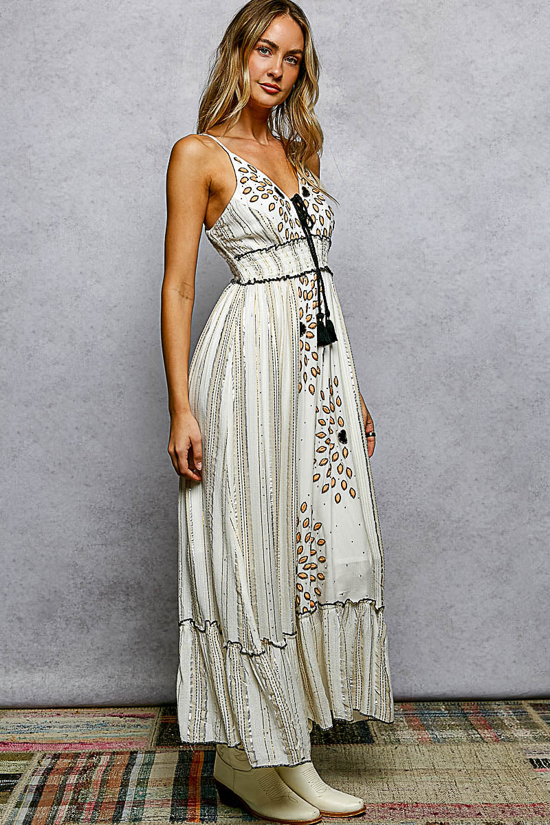 Ivory Metallics Midi Dress