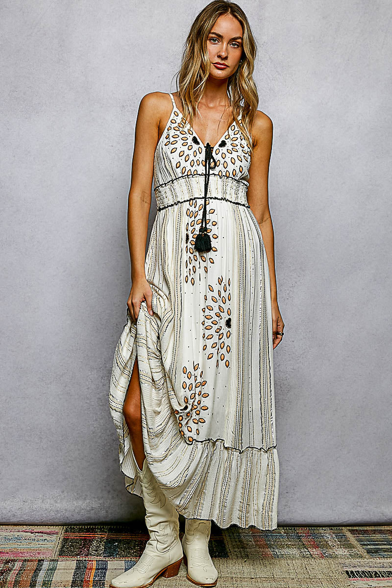Ivory Metallics Midi Dress