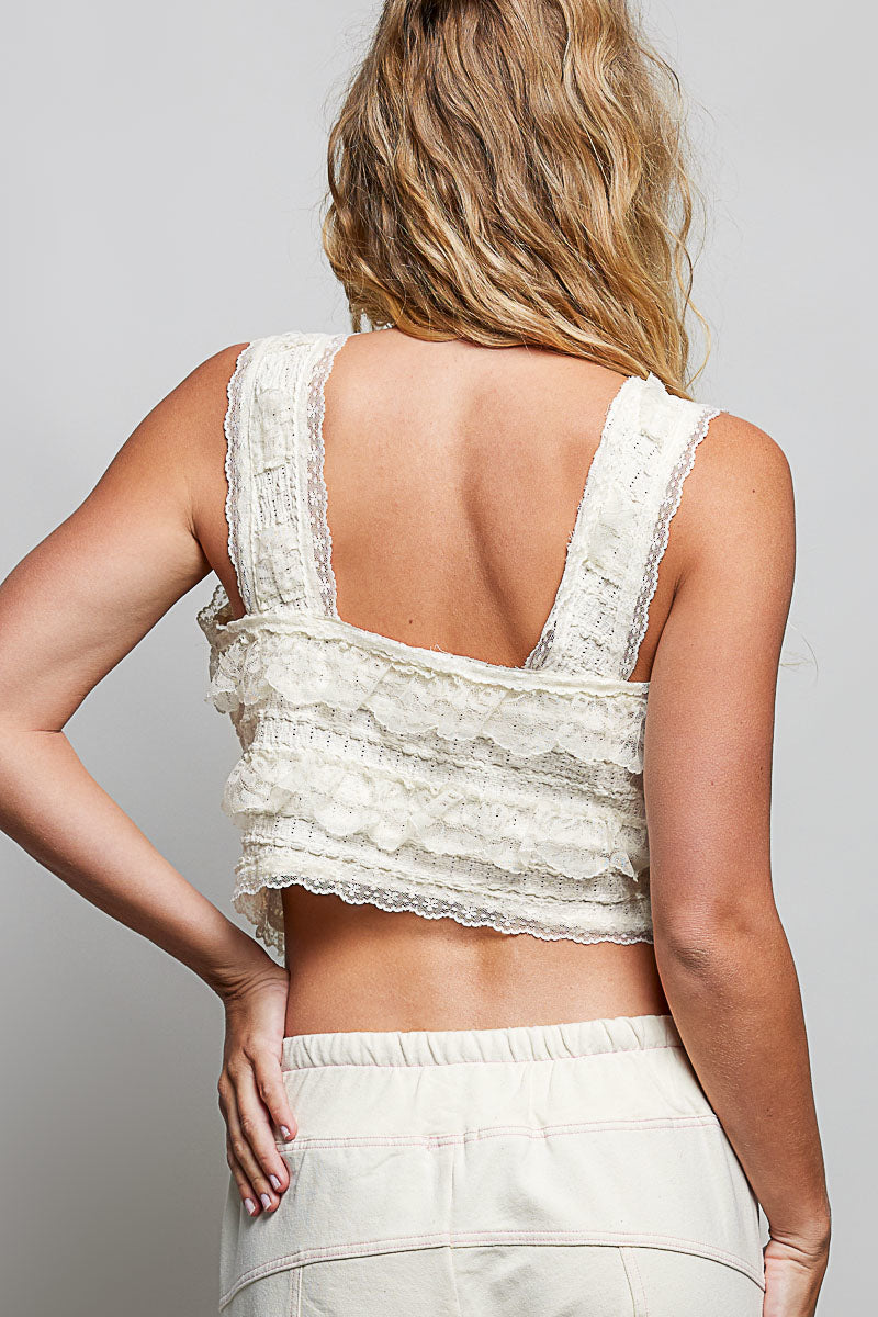 Cream Lace Crop Tank