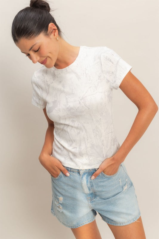 White Camo Fitted Tee