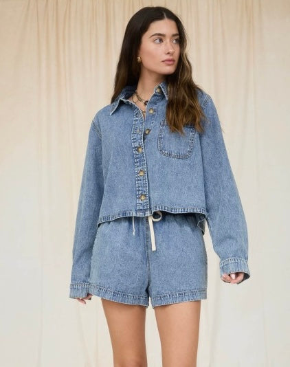 Denim Button Down Boxy Top
