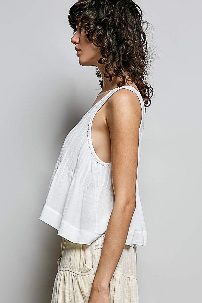 White Beaded Tank Top
