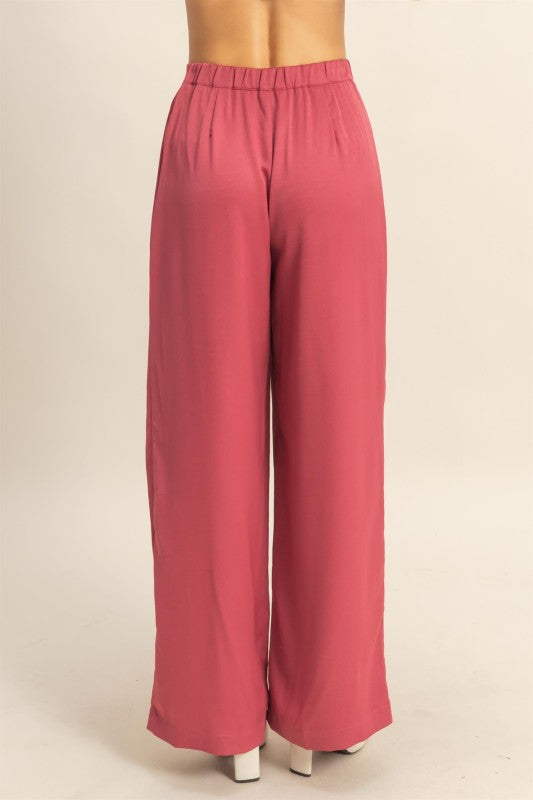 Berry Satin Trouser Pant