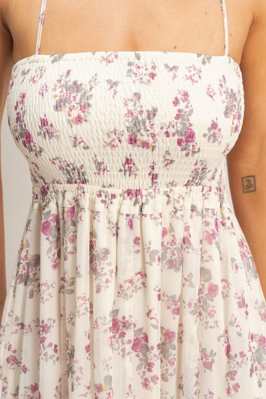 Rose Wine Ivory Maxi Dress
