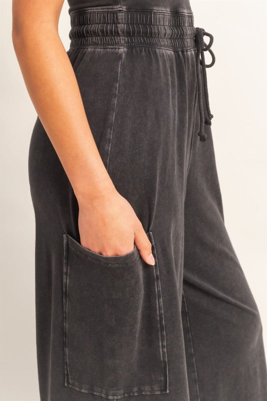 Black Wide Leg Strapless Jumpsuit