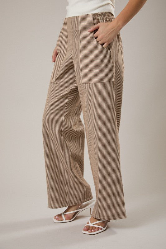 Chocolate Stripe Wide Leg Pant