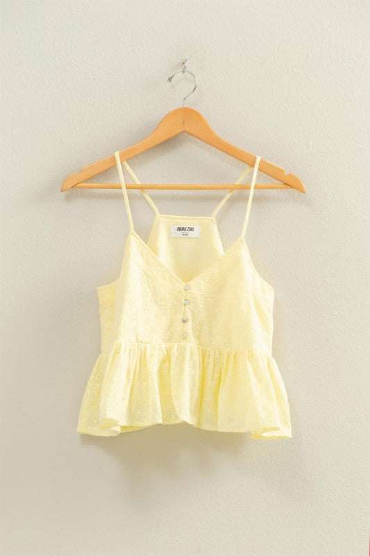 Butter Yellow Eyelet Tank