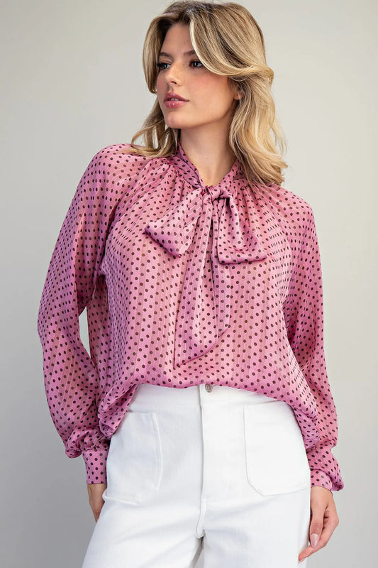 Mauve Polka Dot Blouse PREORDER