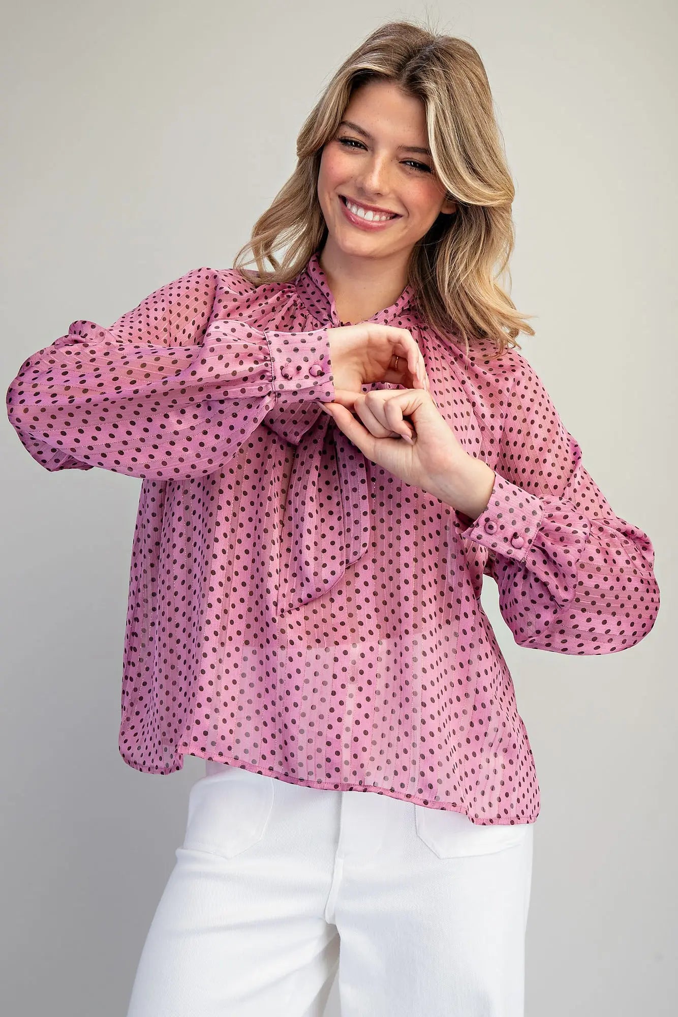 Mauve Polka Dot Blouse PREORDER