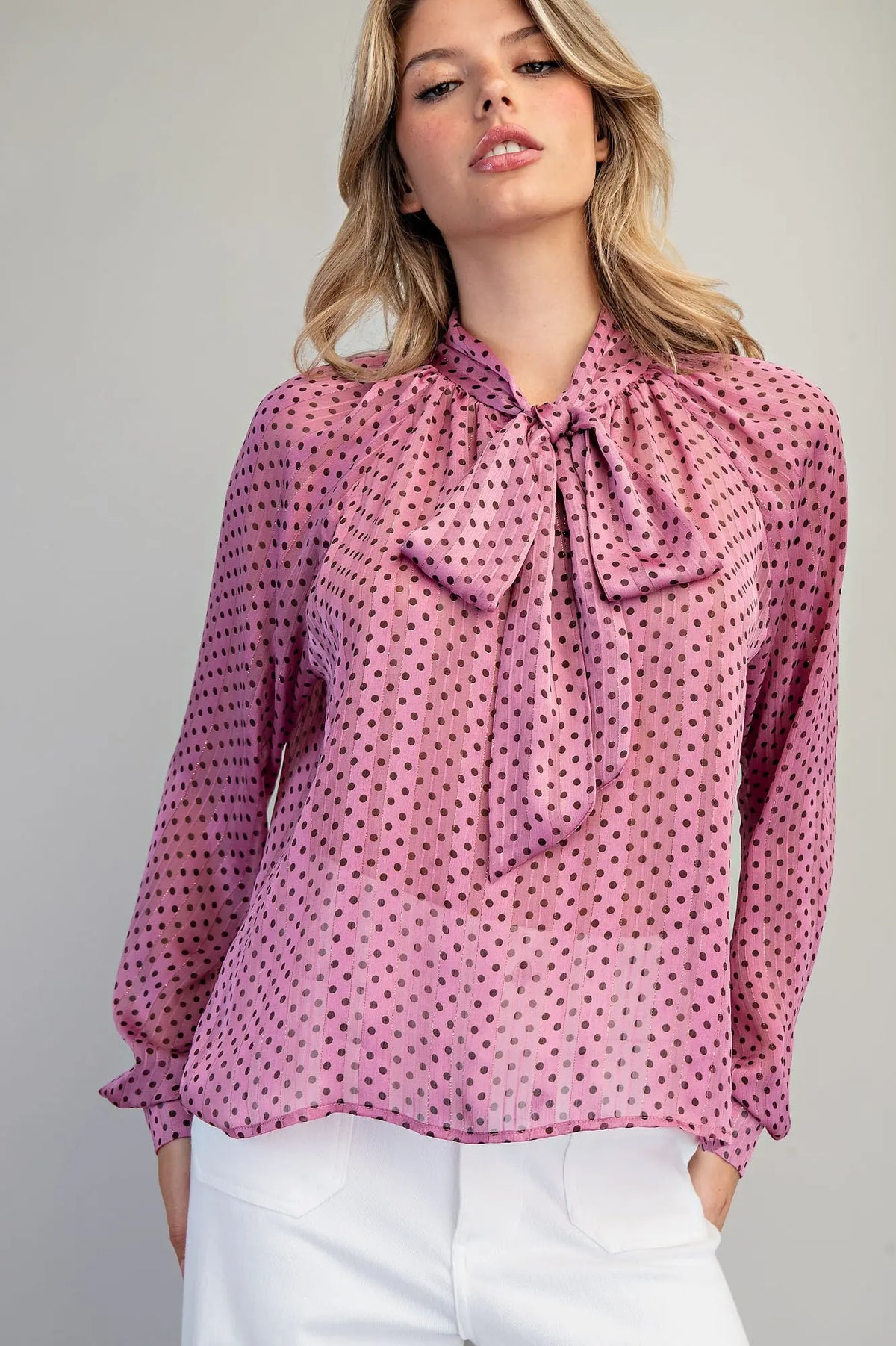 Mauve Polka Dot Blouse PREORDER