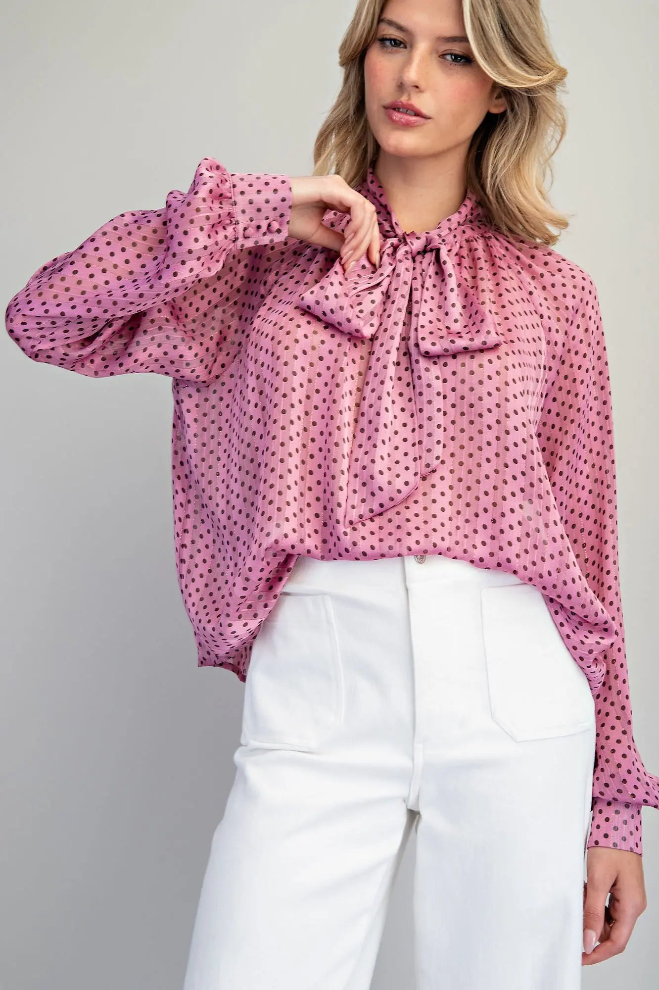 Mauve Polka Dot Blouse PREORDER