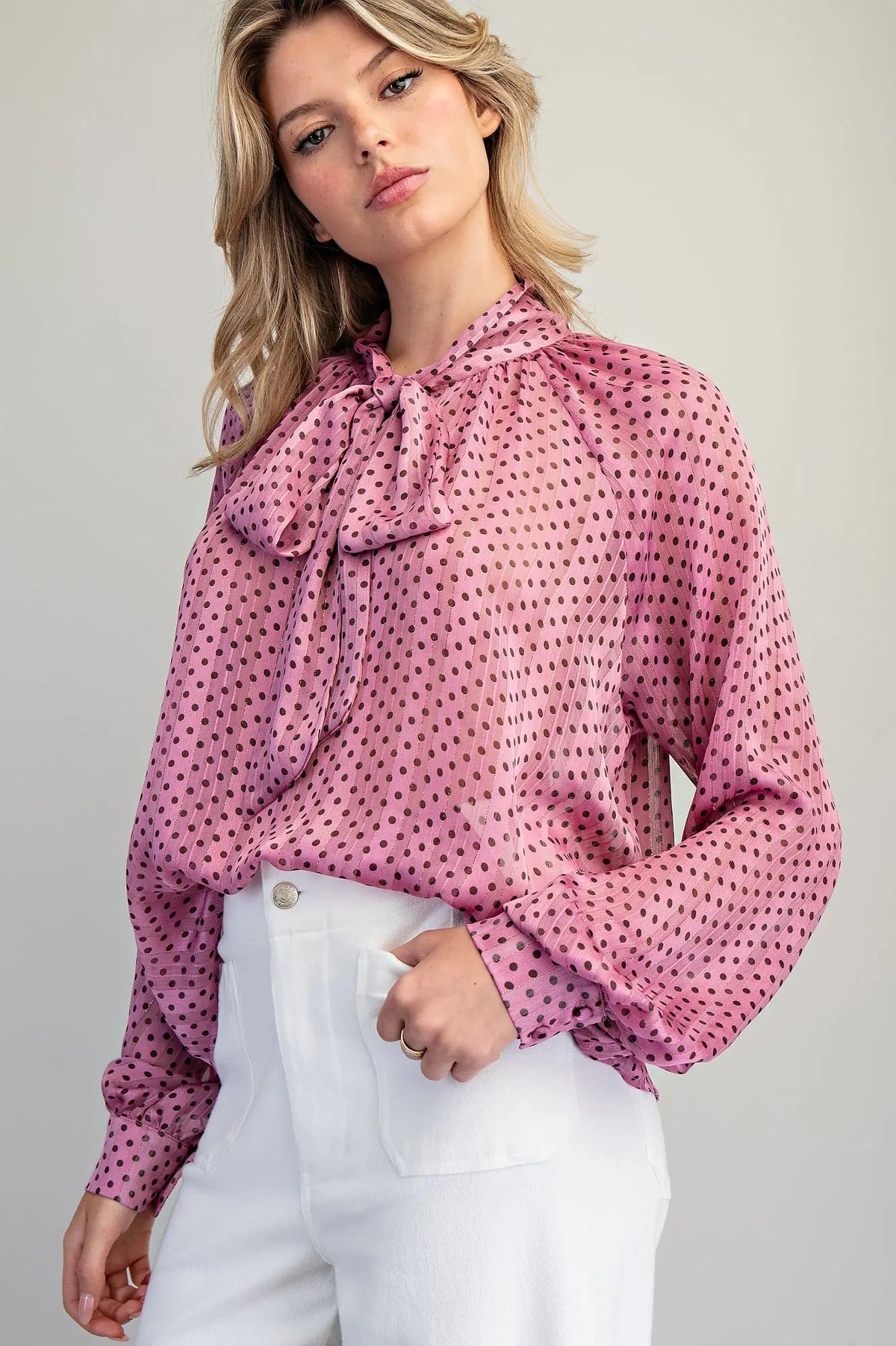 Mauve Polka Dot Blouse PREORDER
