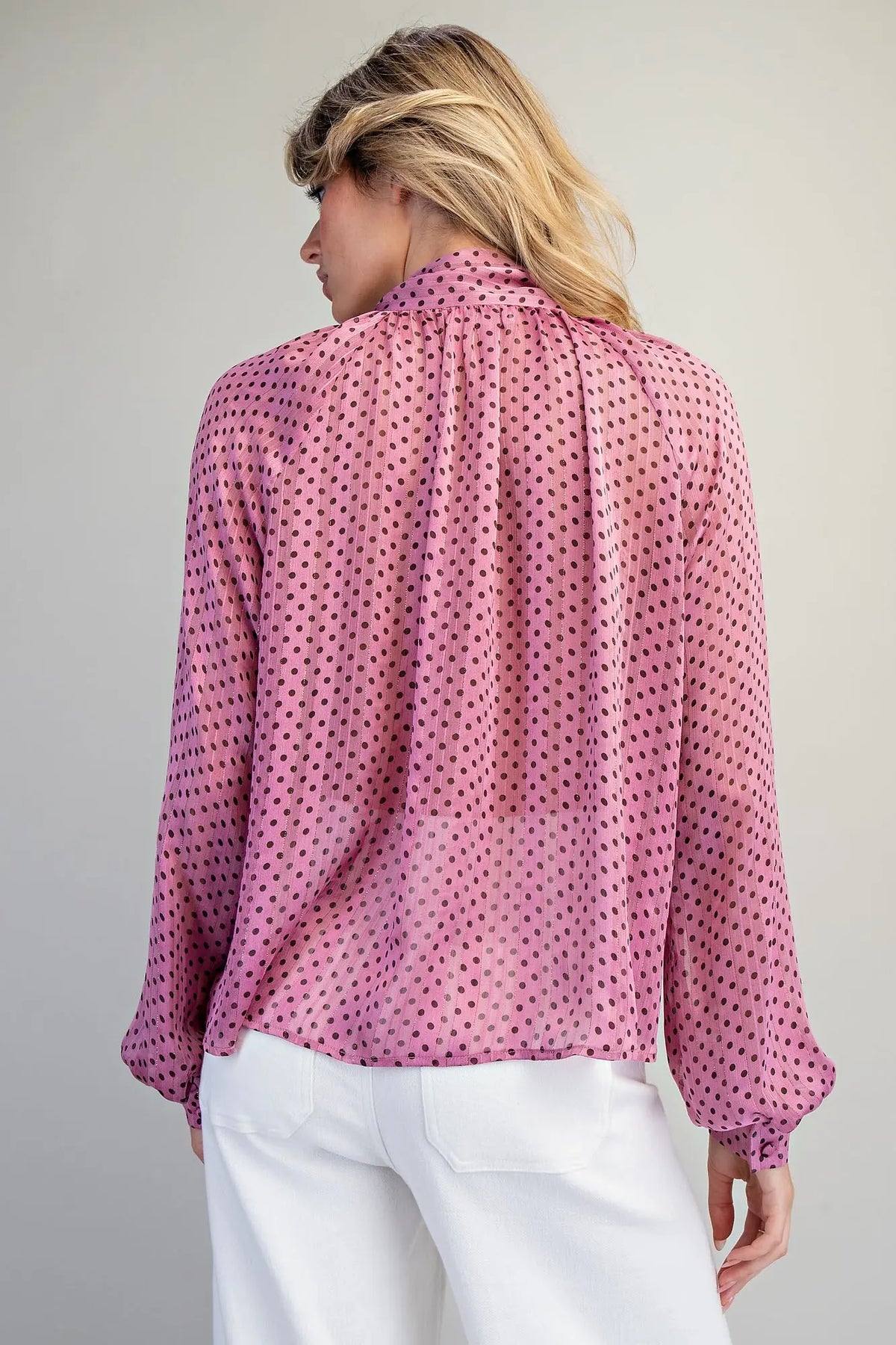 Mauve Polka Dot Blouse PREORDER