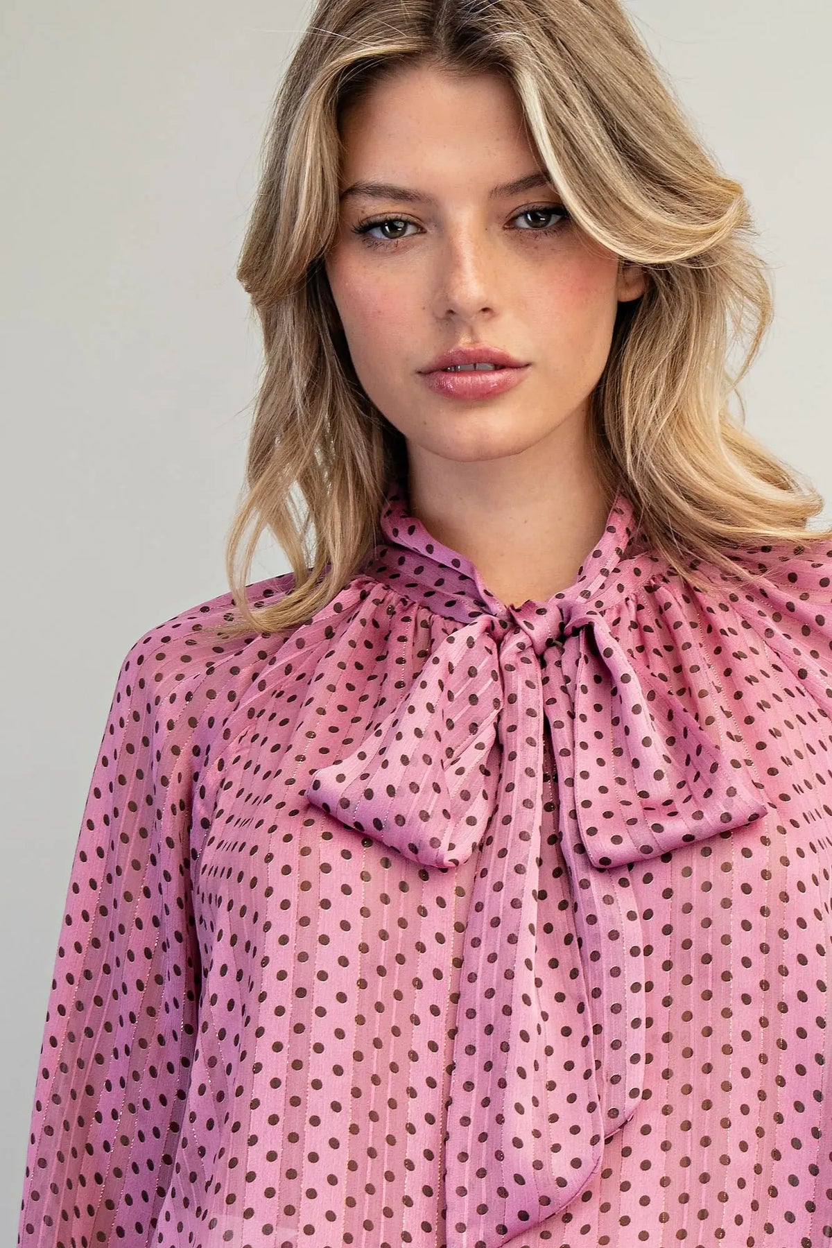 Mauve Polka Dot Blouse PREORDER