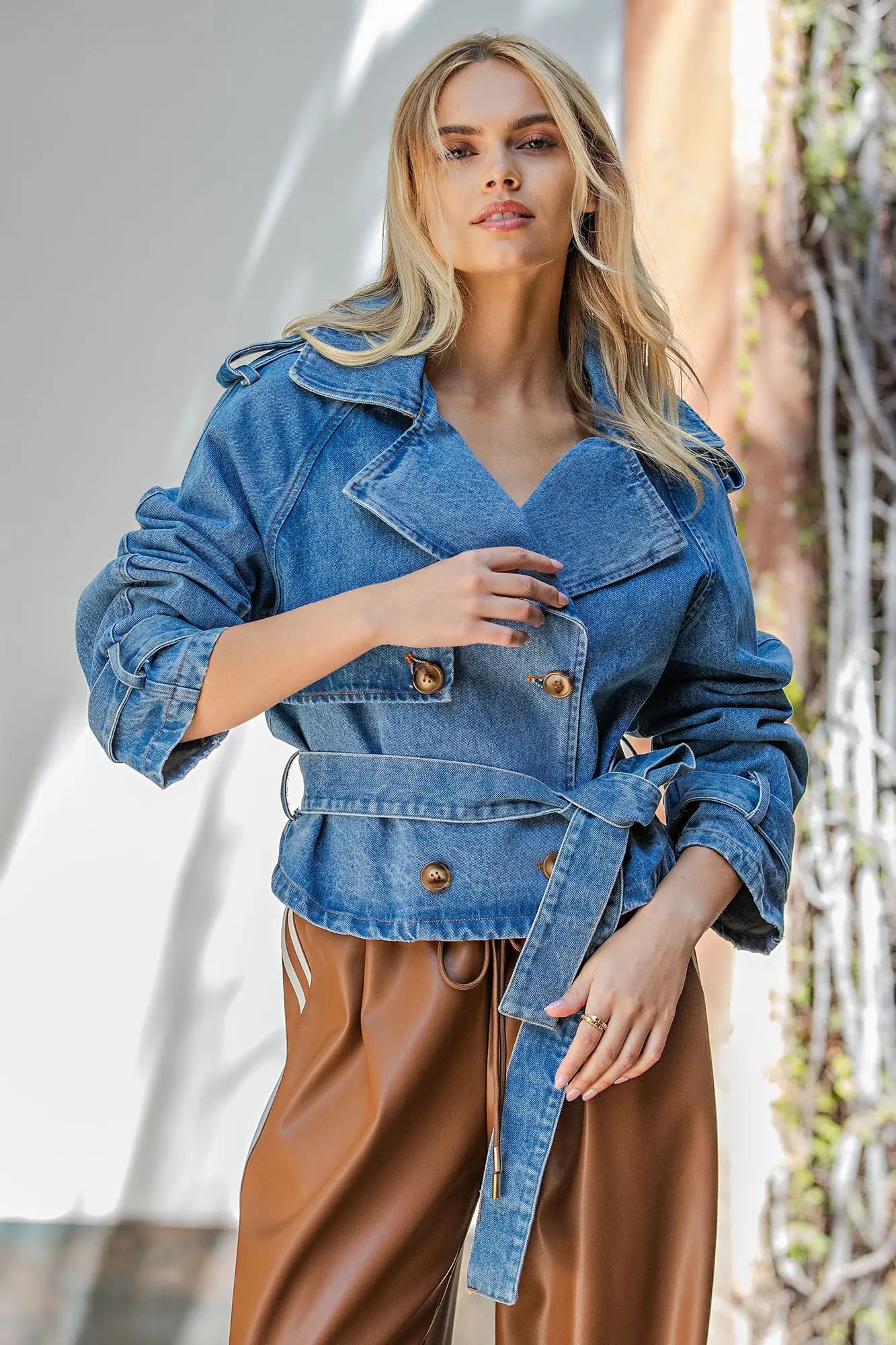 Front Tying Oversized Denim Jacket PREORDER