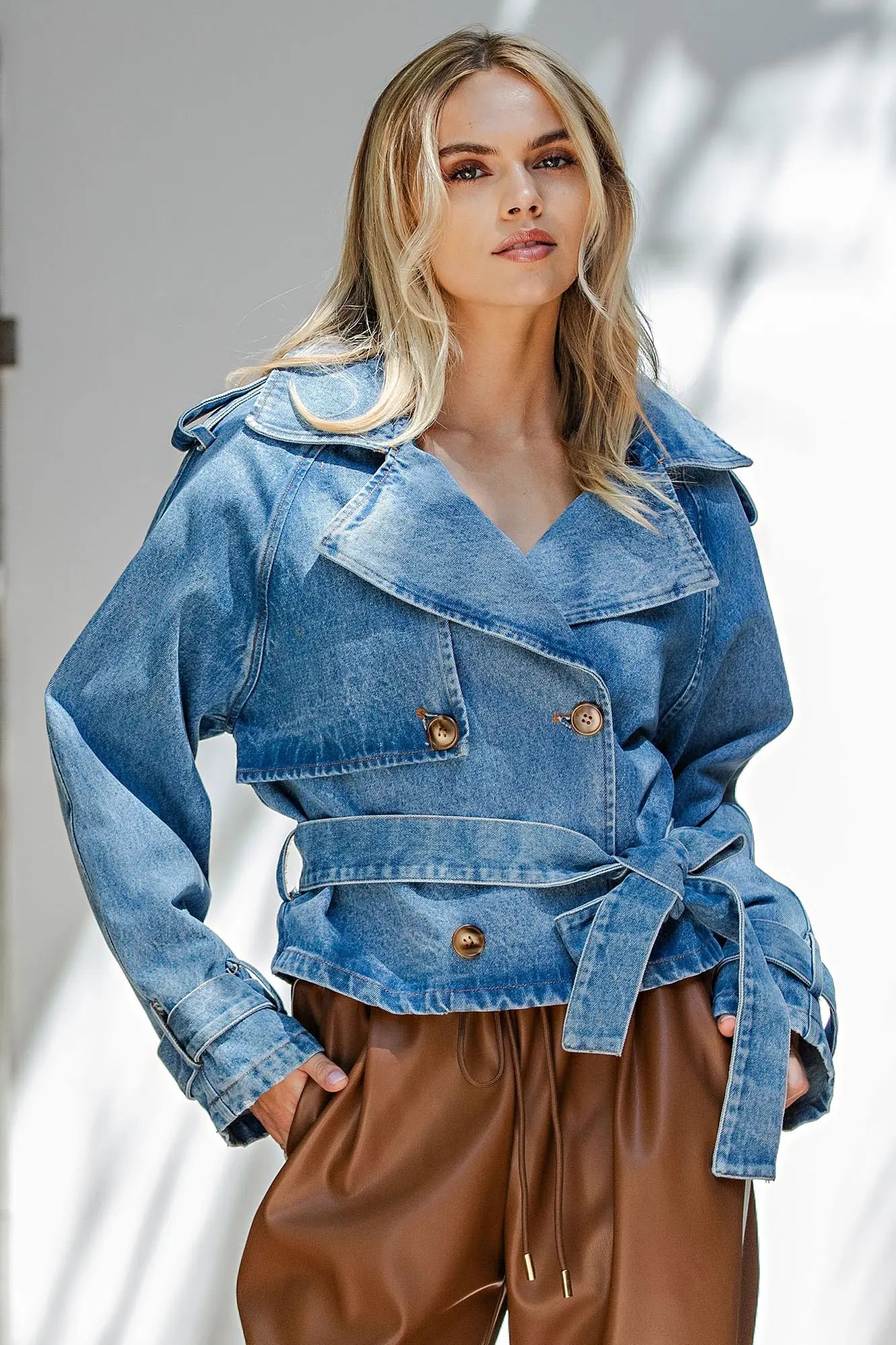 Front Tying Oversized Denim Jacket PREORDER
