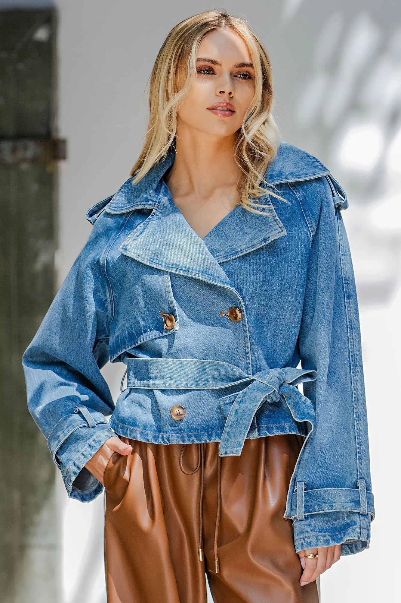 Front Tying Oversized Denim Jacket PREORDER