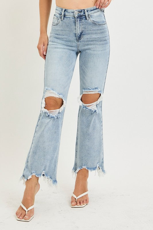 Risen Light Wash Crop Straight Leg Jeans