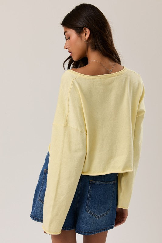 Butter Yellow Crop Knit Top