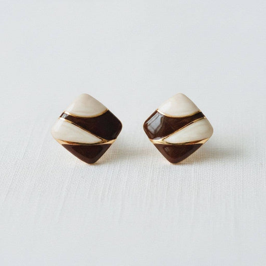 Chic Brown & Cream Studs