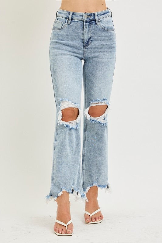 Risen Light Wash Crop Straight Leg Jeans