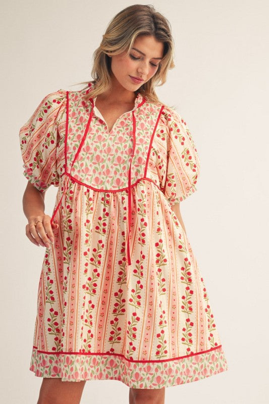 Poppy Red Floral Dress