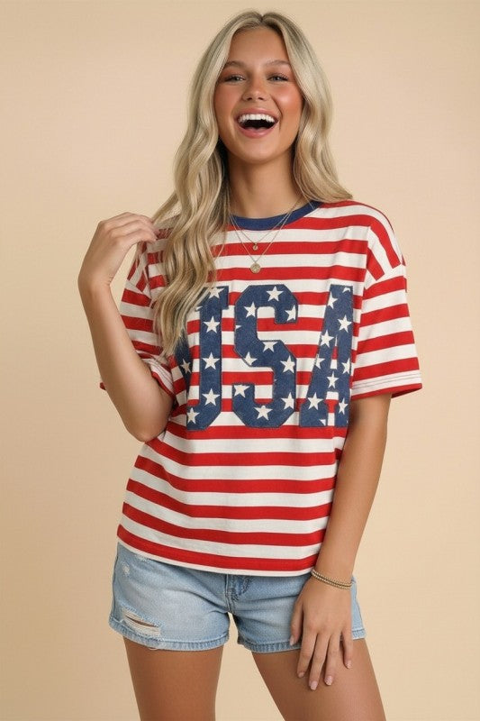 USA Relaxed Stripe Tee