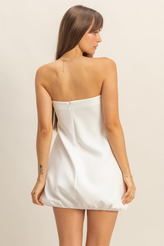 White Strapless Bubble Dress