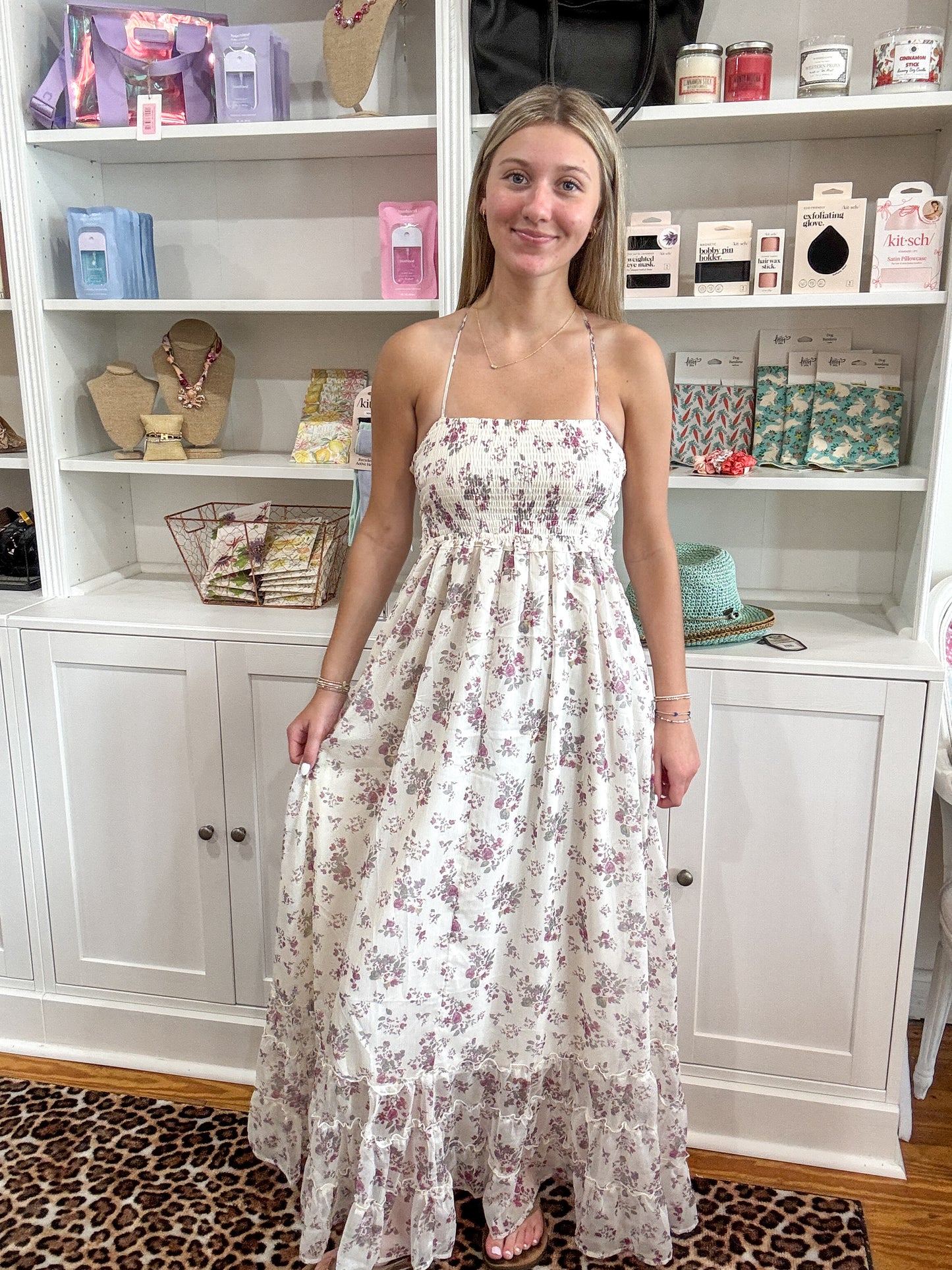 Rose Wine Ivory Maxi Dress